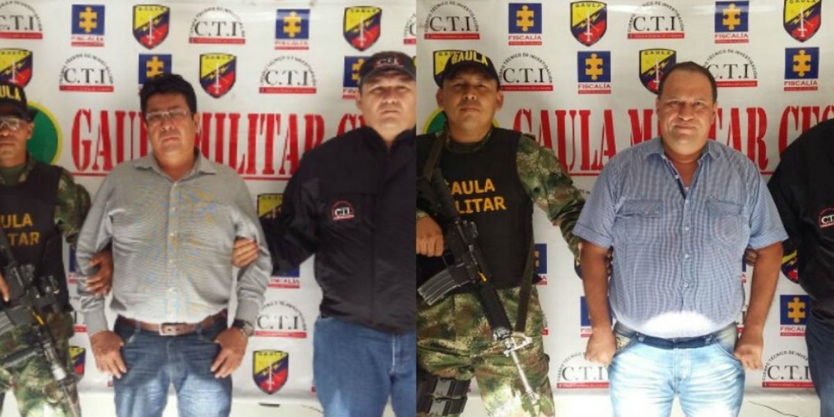 Zona Cero Enoc Clavijo (izquierda) y Hernán Osorio, capturados por el Gaula Militar en Valledupar.
