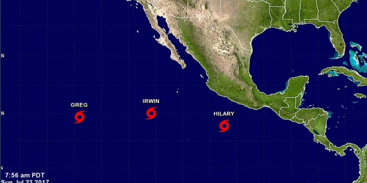 Foto: nhc.noaa.gov Hilary pasó de depresión a tormenta tropical en la noche del sábado.