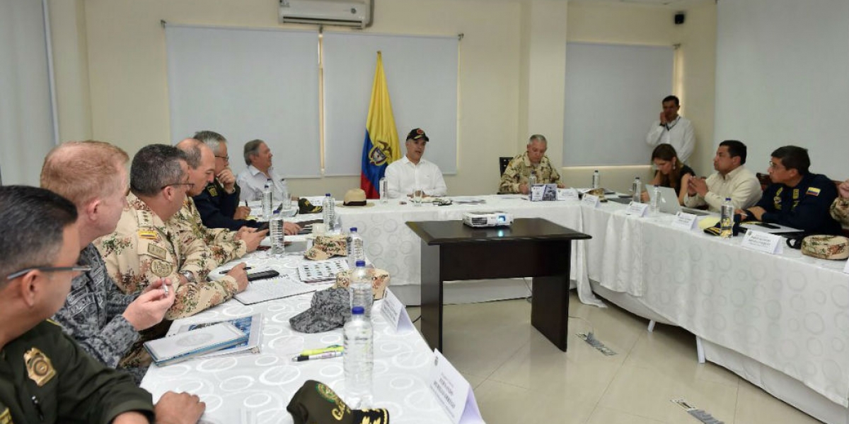 Twitter El presidente Duque lideró el Consejo de Seguridad que se realizó en el Batallón Córdova.