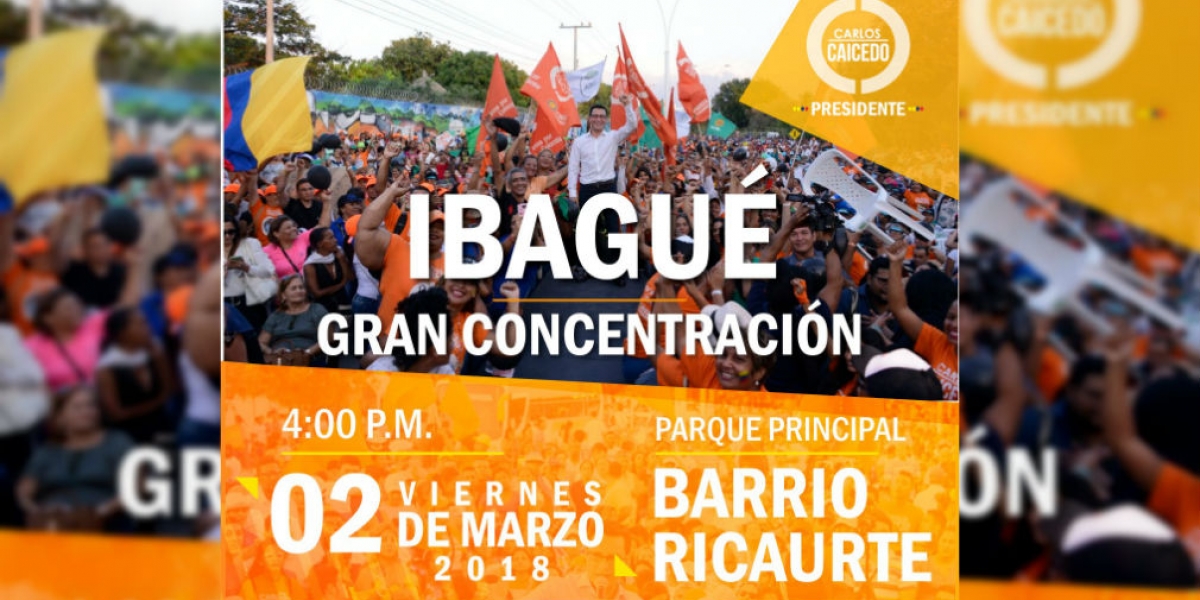 Prensa Carlos Caicedo. El equipo del cambio positivo estará en el Parque del barrio Ricaute de Ibagué a las 4:00 de la tarde.