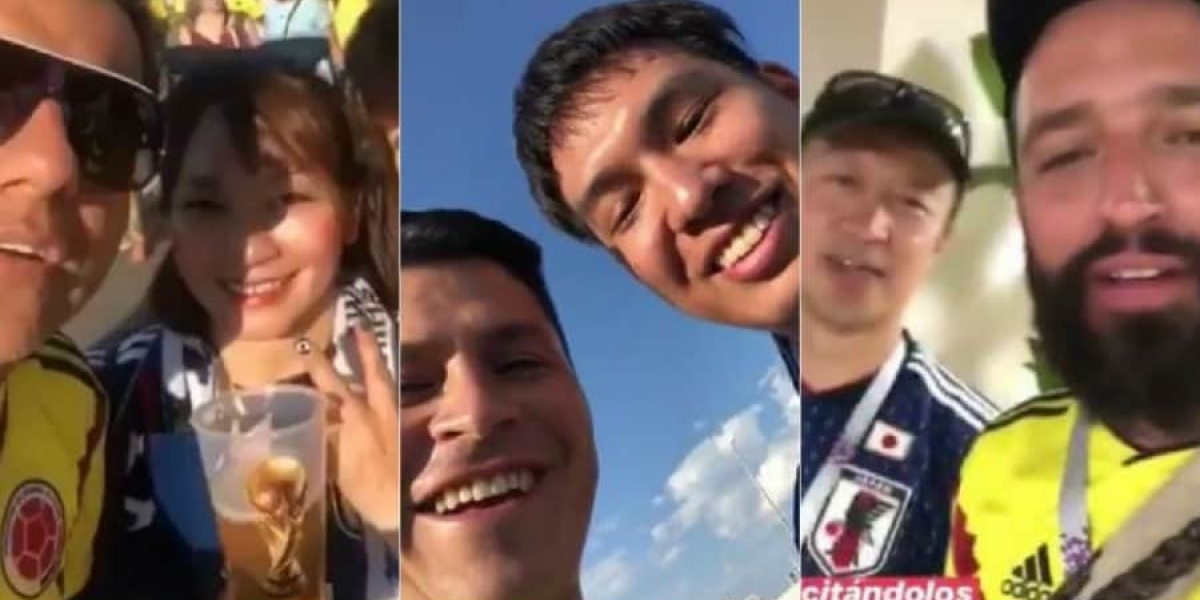 Capturas de video. Hinchas que hacen quedar como un zapato a Colombia en el Mundial.