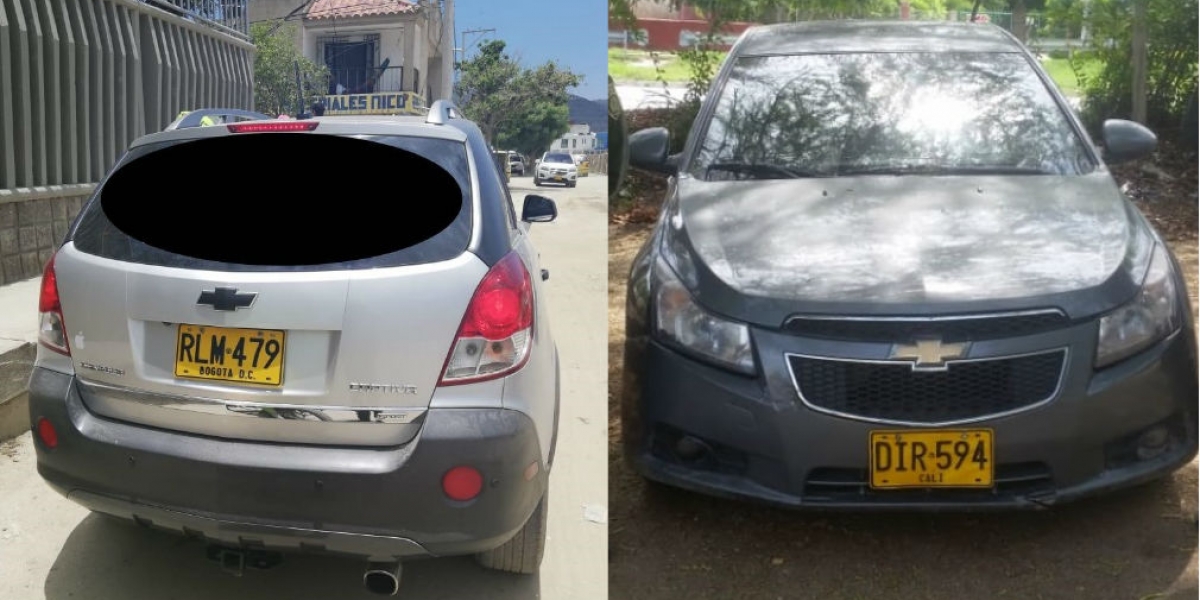 Policía Vehículos recuperados en Santa Marta.