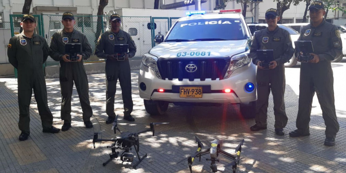 Policía Metropolitana de Santa Marta Drones que llegaron a Santa Marta a apoyar el trabajo de la Metropolitana.