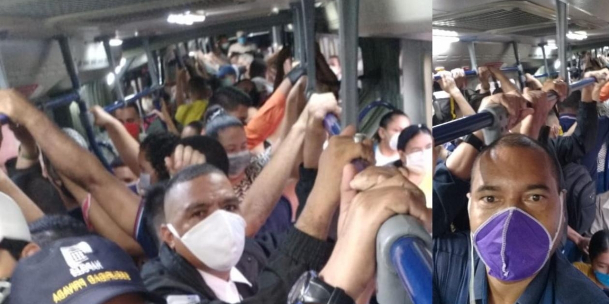 Zona Cero Así iba un articulado de Transmetro tras el reinicio de actividades en medio de cuarentena.