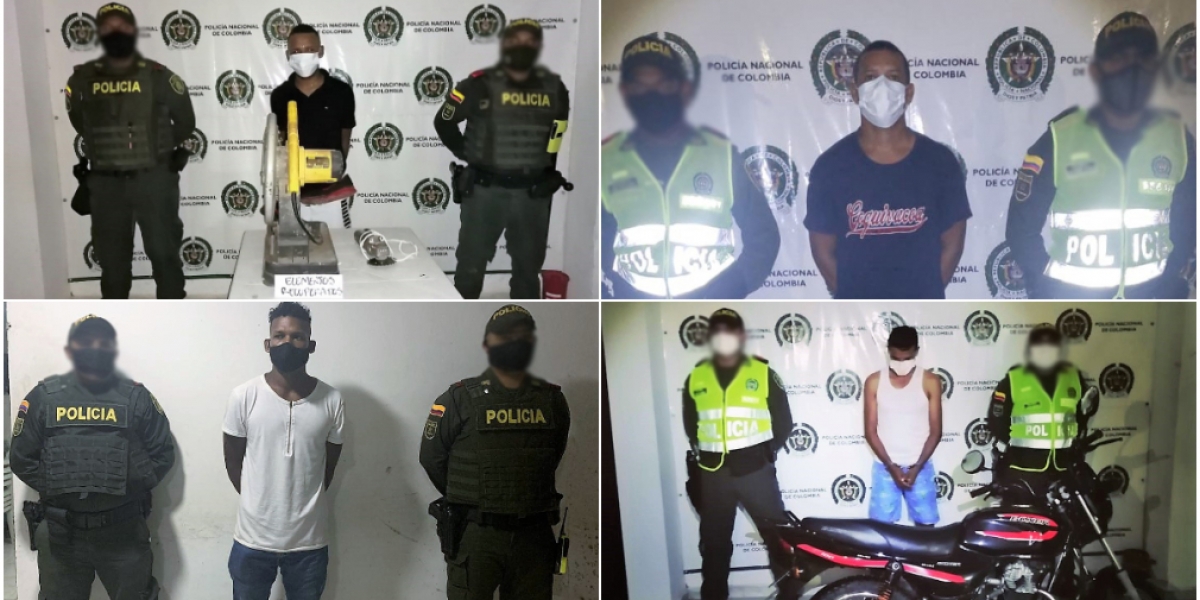Policía del Magdalena La Policía del Magdalena capturó a cuatro hombres: tres en Fundación y uno en Zona Bananera.