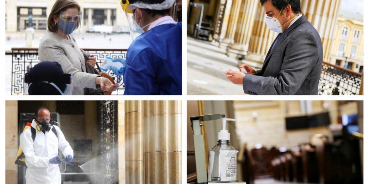 Senado Algunas imágenes del protocolo aplicado en la sesión presencial del 27 de agosto.