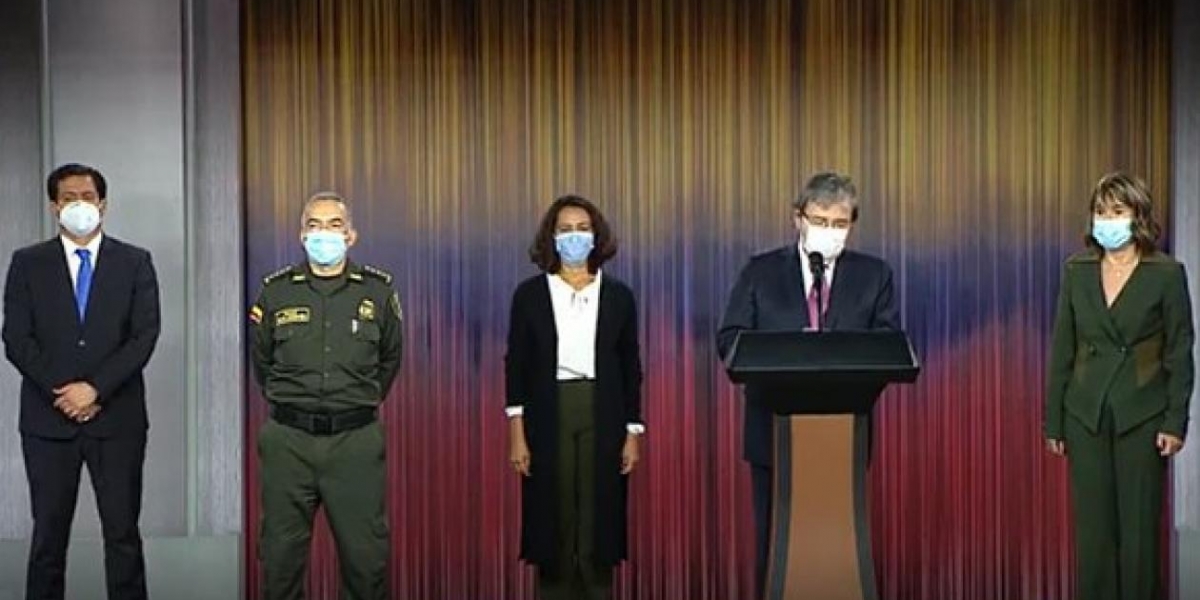 Mindefensa Ministro de Defensa, Carlos Holmes Trujillo, en su declaración pública este miércoles.