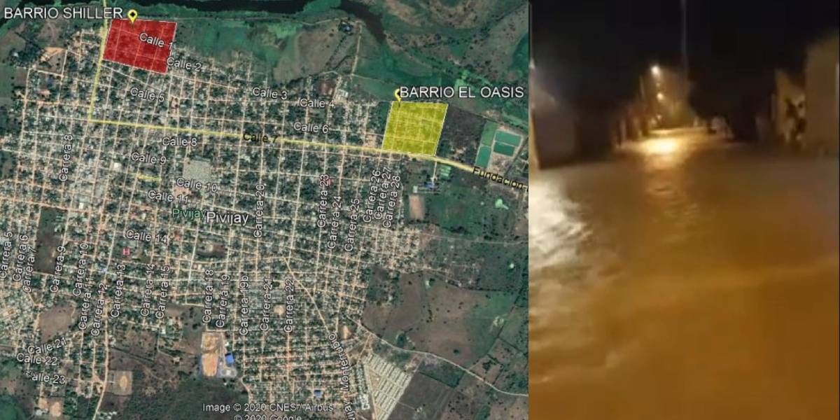 Cortesía Mapa de las zonas afectadas - inundaciones en Pivijay.