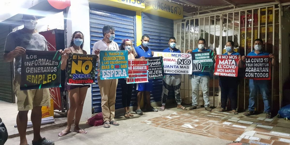 Seguimiento.co Los comerciantes de Santa Marta han protestado por las medidas restrictivas.