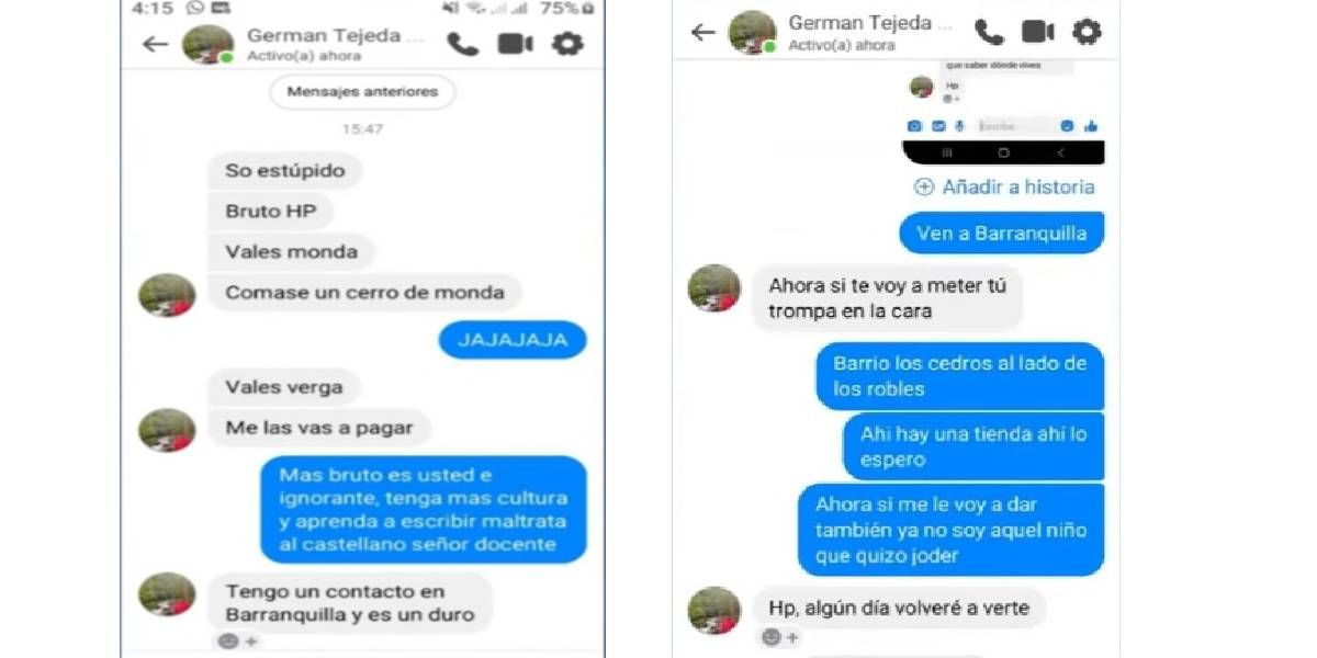 Cortesía Captura de amenazar por chat de Facebook