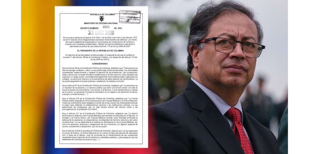 Cortesía. Pantallazo decreto y Gustavo Petro