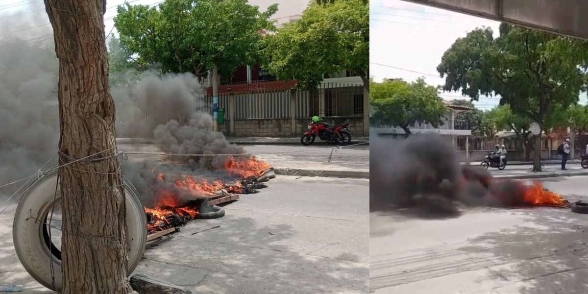 Cortesía Quema de llantas en la avenida del Ferrocarril