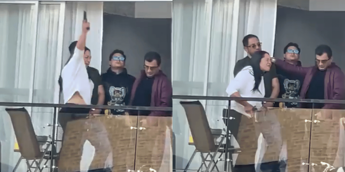 ¡En video! Mujer dispara al aire desde su balcón en Bogotá; la Policía no pudo intervenir