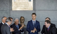 El presidente portugués, Marcelo Rebelo de Sousa, el primer ministro portugués, Antonio Costa y Cristiano Ronaldo en el evento de nombramiento del aeropuerto de Madeira en Portugal.