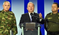 Ministro de Defensa, Luis Carlos Villegas, en rueda de prensa.