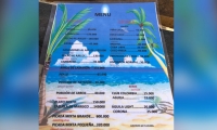 Carta con precios extremadamente elevados.