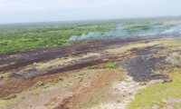 Incendio en el Vía Parque Isla de Salamanca.