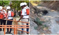 A la derecha se ve totalmente seco el río Manzanares, en la zona del barrio Minuto de Dios.