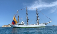 El Buque ARC Gloria de la Armada de Colombia arribó a Santa Marta a las 11:00 de la mañana.