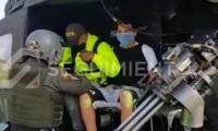 Miembros de la Policía Nacional, movilizaron al presunto sicario venezolano, en un helicóptero.
