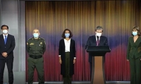 Ministro de Defensa, Carlos Holmes Trujillo, en su declaración pública este miércoles.