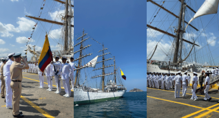 Por los 500 años, el ARC Gloria hizo su primer zarpe internacional desde Santa Marta