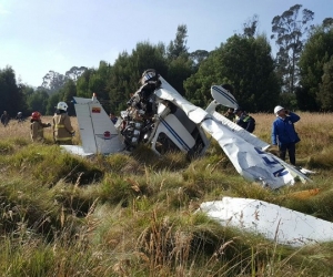 Avioneta accidentada, en el lugar de los hechos.