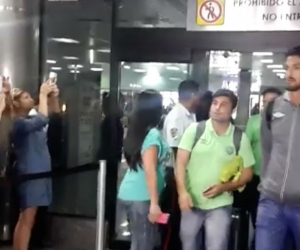 Jugadores de Chapecoense a su llegada a Venezuela. 