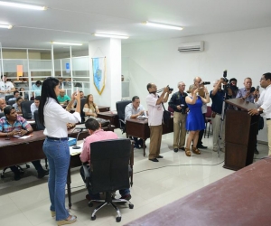 Cortesía Federico Díaz Edilson Palacio mientras se dirigía a los cabildantes en el recinto del Concejo Distrital.