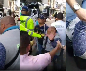 Momento en que el periodista Omar Ospino cae al suelo.