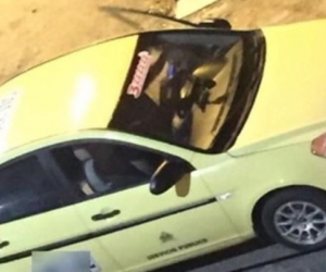 Taxi involucrado en el accidente en Barranquilla