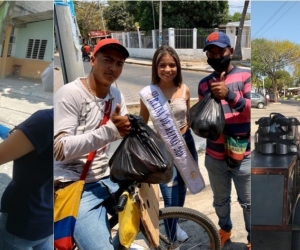 Entrega de ayudas en Santa Marta durante la cuarentena.