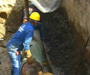 Obras de la línea de conducción.