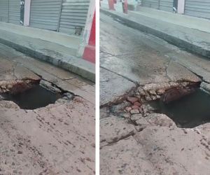 Comunidad denunció el mal estado de las vías del centro.