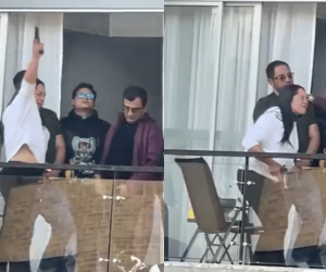 ¡En video! Mujer dispara al aire desde su balcón en Bogotá; la Policía no pudo intervenir
