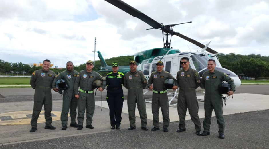 Policía Metropolitana de Santa Marta Con helicóptero ‘Halcón’, la Policía Metropolitana realiza patrullajes aéreos.